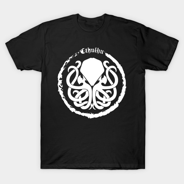 Cthulhu Logo White T-Shirt by Milena93